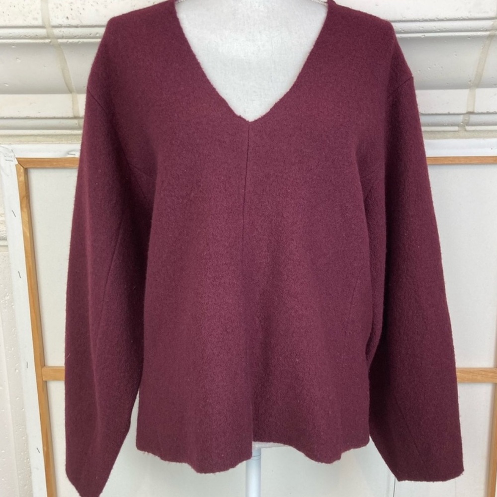 Other stories burgundy wool v neck sweater size S